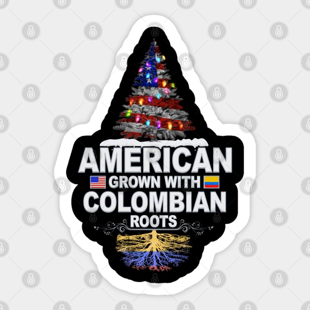 Christmas Tree  American Grown With Colombian Roots - Gift for Colombian From Colombia Sticker by Country Flags